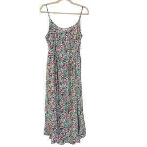 J. Crew Floral Ruffle Curve Hem Midi Dress Pink Multi 12 NWT Feminine Spring